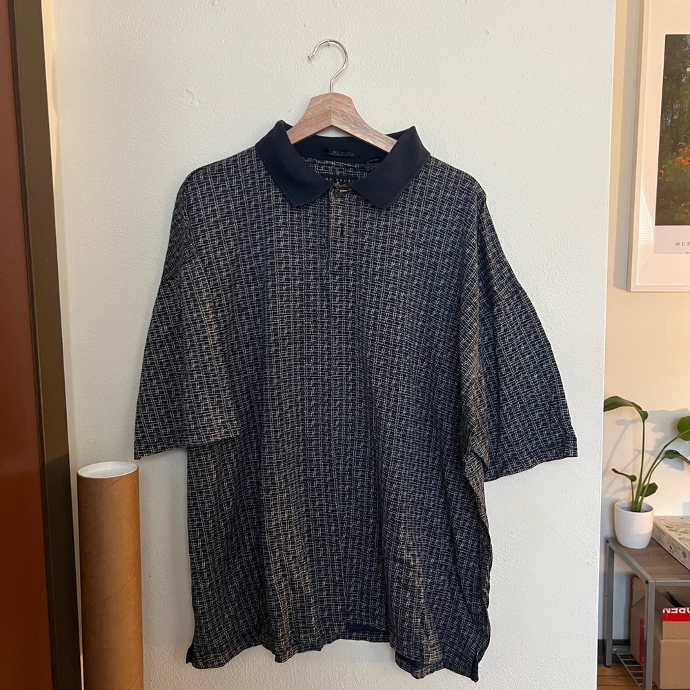 large navy blue polo tee